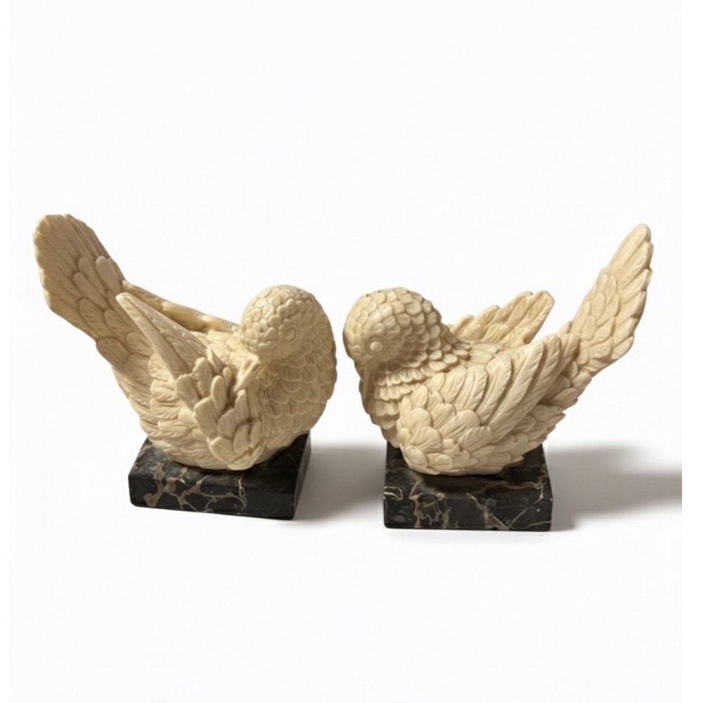 Vintage A. Santini Italian Bird‎ Figurines Marble Base Sculptures Set of 2 Italy
